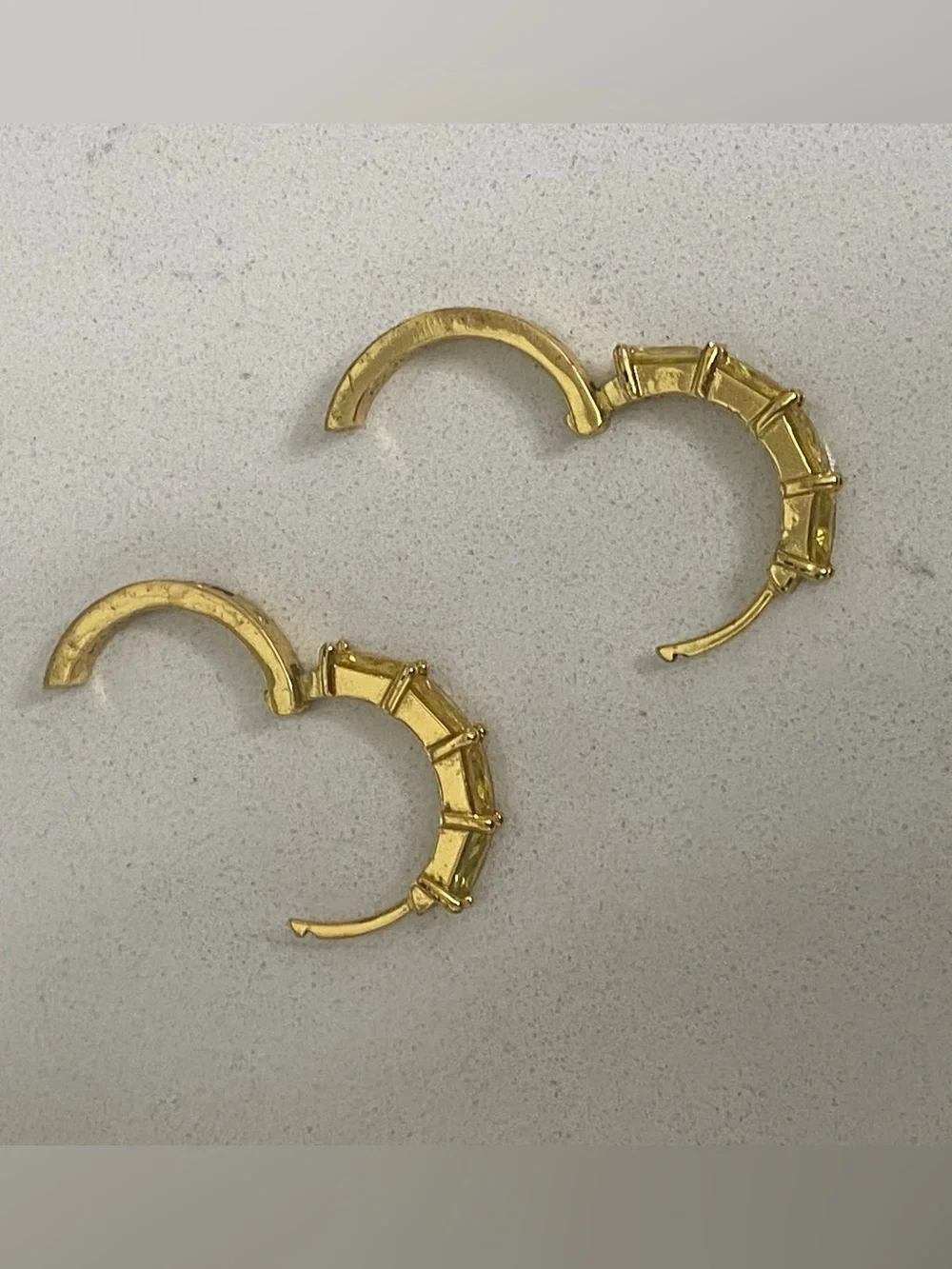 Kurt Geiger Crystal Huggie Hoop Earrings gold-plated brass yellow crystal stones